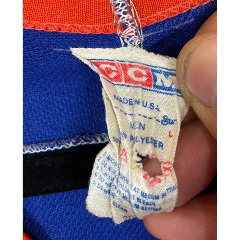 Vintage CCM NY Islanders Hockey Jersey Mens L Blue Orange White New York Read - Picture 12 of 16